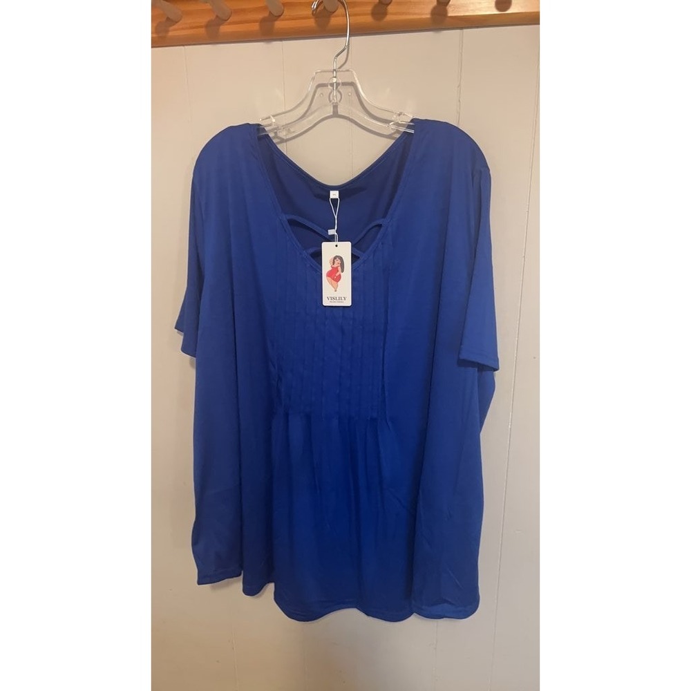 Vislily Plus Size Blue Top